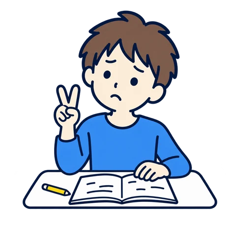 指を使って計算する男の子のイラスト